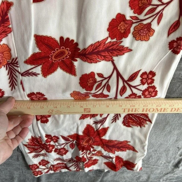 Loft Women's Small Floral Pull On Wide Leg Cropped Pants Pockets Travel Resort - Picture 15 of 16